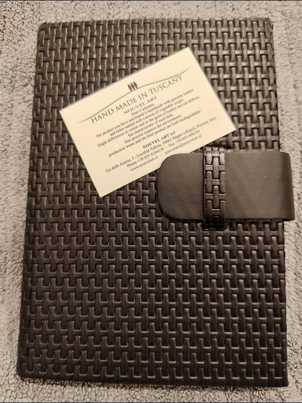 Black Woven Leather Snap Closure Journal